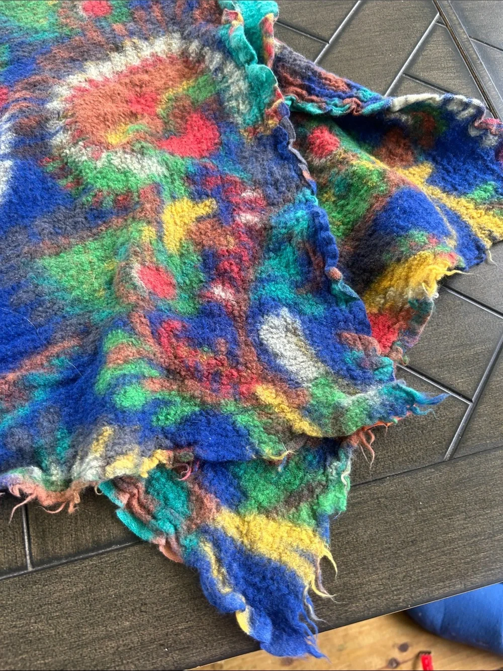 Moksha bold artsy printed watercolor scarf wool 42” ladies one size whimsical